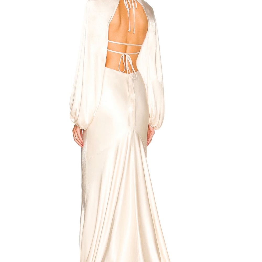 La Lune Balloon Sleeve Open Back Maxi Dress in Cream by Shona Joy US Size 2
